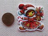 Second view of Fancy Gingerbread Girl Needle Minder.