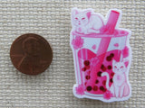 Second view of Pink Boba with White Cats Needle Minder.