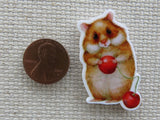 Second view of Hamster with a Couple of Cherries Needle Minder.