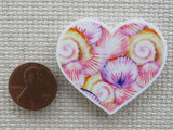Second view of Pink Seashell Heart Needle Minder.