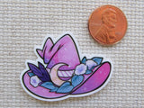 Second view of Pink Witch's Hat Needle Minder.