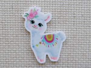 First view of Pretty White Llama Needle Minder.