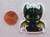 Second view of Black and Gold Dragon Needle Minder.