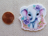 Second view of Elephant with Purple Flowers Needle Minder.