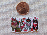 Second view of Valentine's Kitties Needle Minder.