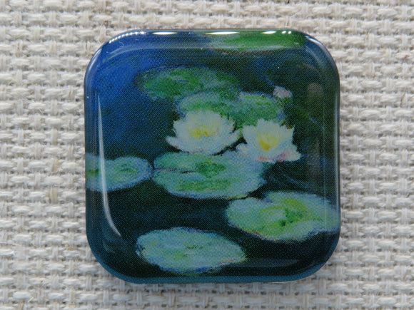 First view of 2 Water Lily Painting Domed Needle Minder.