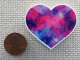 Second view of Blue Pink and Purple Heart Needle Minder.