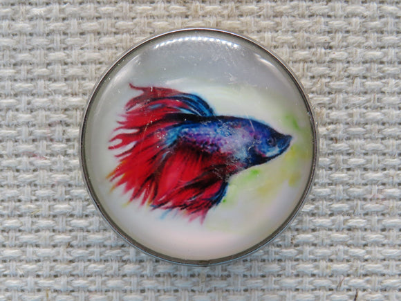 First view of Red and Blue Betta Fish Domed Needle Minder.