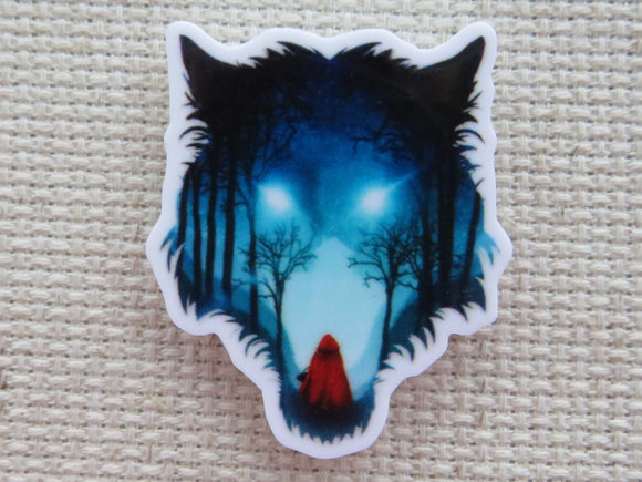 First view of Forest scene set in a wolf head shape with Little Red on the path minder.