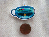 Second view of Blue Tea Cup Needle Minder.