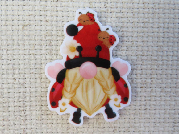 First view of Lady Bug Gnome Needle Minder.