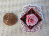 Second view of Framed Pink Rose Needle Minder.