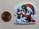 Second view of Christmas Penguin with a Snowman Needle Minder.