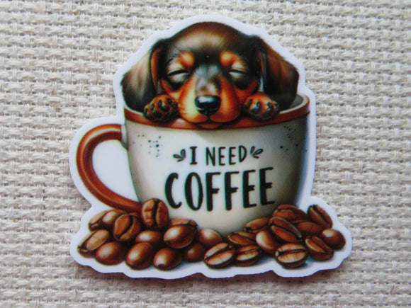 First view of I Need Coffee Dachshund Needle Minder.