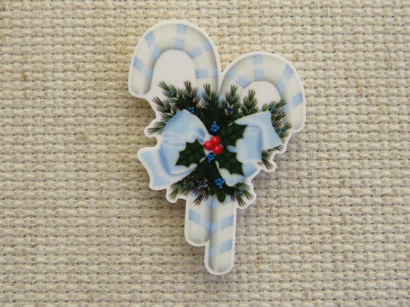 First view of Blue Candy Canes Needle Minder.