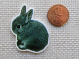 Second view of Adorable Grey Bunny Needle Minder.