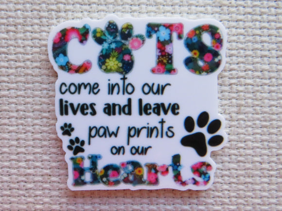 First view of Cats Come Into Our Lives and Leave Paw Prints on Our Hearts Needle Minder.