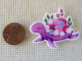 Second view of Pink Flowery Turtle Needle Minder.