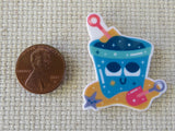 Second view of Blue Beach Pail Needle Minder.