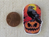 Second view of Raven on a Pumpkin Needle Minder.