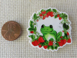 Second view of Frog in a Strawberry Wreath Needle Minder.