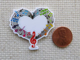 Second view of Musical Notes Heart Needle Minder.