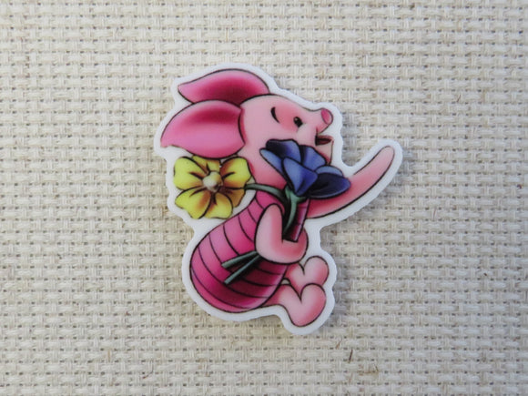 First view of Piglet with Flowers Needle Minder.