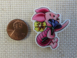 Second view of Piglet with Flowers Needle Minder.