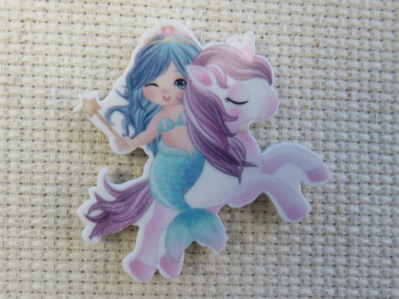 Firs view of Mermaid on a Unicorn Needle Minder.