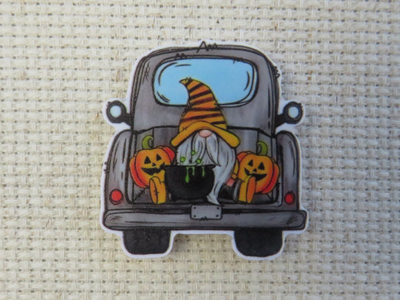 First view of Pumpkin Gnome in the Back of a Truck Needle Minder.