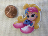Second view of Pink Mermaid with a Crab Friend Needle Minder.