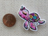 Second view of Pink Unicorn Turtle Needle Minder.