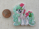 Second view of Green Pony with Roses Needle Minder.