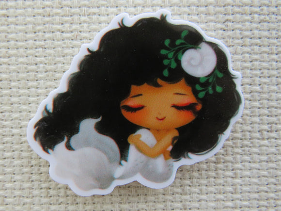 First view of Silver Tail Mermaid with Black Hair Needle Minder.