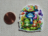 Second view of A Trio of Frogs Under a Mushroom Needle Minder.