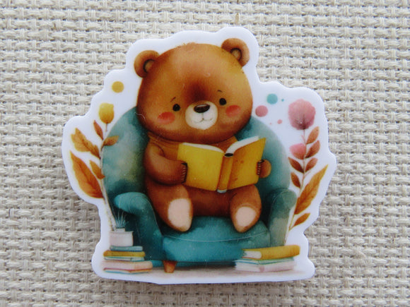First view of Bear Reading a Book Needle Minder.