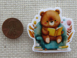 Second view of Bear Reading a Book Needle Minder.