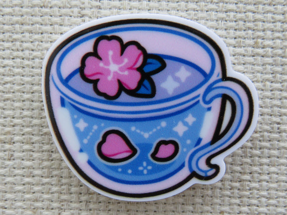 First view of Pink Flower Tea Cup Needle Minder.