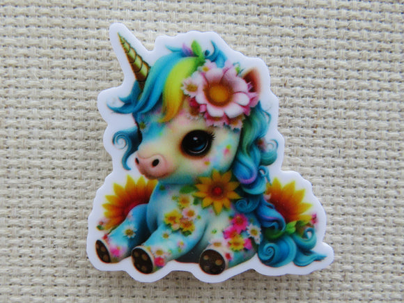 First view of Colorful Flowery Unicorn Needle Minder.