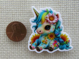 Second view of Colorful Flowery Unicorn Needle Minder.