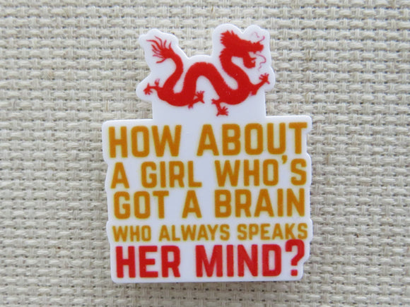 First view of How about a girl who's got a brain who always speaks her mind? minder.