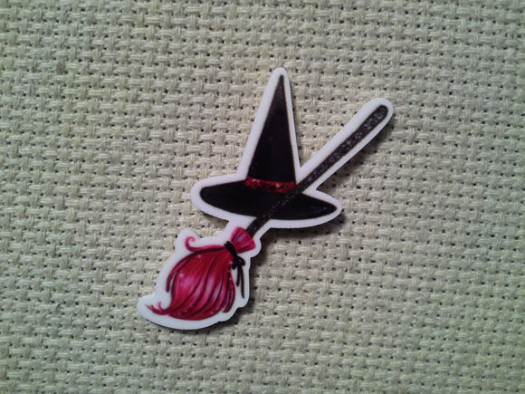 First view of the Red Broom and Witches Hat Needle Minder