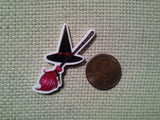 Second view of the Red Broom and Witches Hat Needle Minder