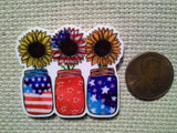 Second view of the A Trio of Patriotic Sunflower Vases Needle Minder