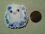 Second view of the Cute Seal with Blue Flowers Needle Minder
