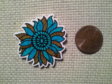 Second view of the Blue Animal Print Sunflower Needle Minder