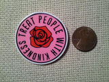 Second view of the Treat People with Kindness Rose Needle Minder