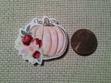 Second view of the White Floral Pumpkin Needle Minder