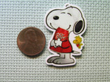 Second view of the Snoopy Loving Dr Pepper Needle Minder