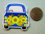Second view of the Blue Truck with Beautiful Sunflowers Needle Minder